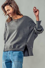 Load image into Gallery viewer, ORGANIC PIGMENT WASHED SWEATSHIRT TOP: CHARCOAL / S-2/M-2/L-2
