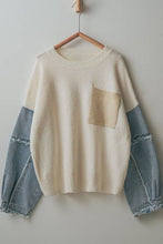 Load image into Gallery viewer, Denim Sleeve Color Blocked Sweater : IVORY / S/M-3:M/L-3
