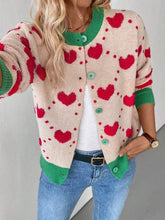 Load image into Gallery viewer, EmberLoom - Valentine Day Heart Crochet Color Block Cardigan
