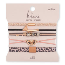 Load image into Gallery viewer, K'lani hair tie bracelets - "Wild" Animal Print with Pink Accent Hair Tie Bracelets
