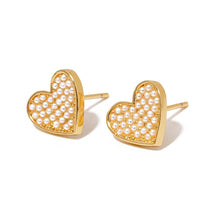Load image into Gallery viewer, Pretty Simple - Heart of Pearls Stud Earrings - WATERPROOF
