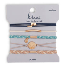 Load image into Gallery viewer, K'lani hair tie bracelets - "Protect" Beachy Blues &amp; Sands with Whale Charm Hair Tie Bracelets
