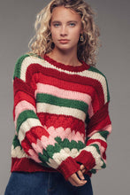 Load image into Gallery viewer, Urban Daizy - Chunky Holiday Stripe Sweater – Bold Multicolor Knit
