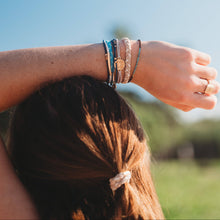 Load image into Gallery viewer, K'lani hair tie bracelets - "Protect" Beachy Blues &amp; Sands with Whale Charm Hair Tie Bracelets
