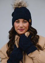 Load image into Gallery viewer, Navy Cable Knit Pom Hat
