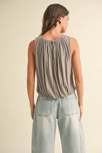 MIOU MUSE - T4577   LINEN KNITTED BUBBLE BOTTOM TOP