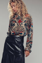 Load image into Gallery viewer, Urban Daizy - Burnout Velvet Smocked Mock Neck Blouse
