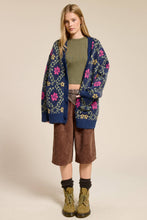 Load image into Gallery viewer, Mimosa - Retro Floral Print Fuzzy Knit Cardigan
