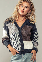 Load image into Gallery viewer, Urban Daizy - Patchwork Cable Knit V Neck Cardigan
