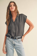Load image into Gallery viewer, MIOU MUSE - MMT1194   BUTTON DOWN CAP SLEEVE SHIRTS
