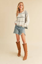 Load image into Gallery viewer, Mona Knit Stripe Pullover Sweater: White/Oat / M / Knit
