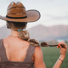 Load image into Gallery viewer, K'lani hair tie bracelets - "Stride" Turquoise with Gold Cowboy Boot Hair Tie Bracelets
