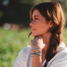 Load image into Gallery viewer, K'lani hair tie bracelets - "Protect" Beachy Blues &amp; Sands with Whale Charm Hair Tie Bracelets
