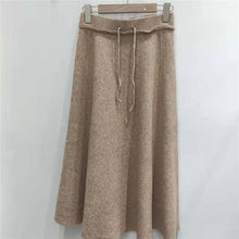 Load image into Gallery viewer, Solid Color High Waist A-Line Pleated Long Knitted Skirt
