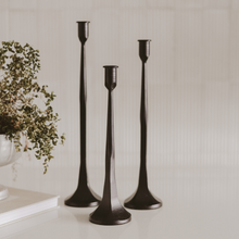 Load image into Gallery viewer, Sweet Water Decor - Black Cast Iron Taper Candle Holders, Set of 3 - Home Decor
