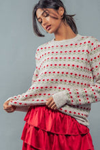 Load image into Gallery viewer, ROSE PRINT PULLOVER RIB KNIT SWEATER : WHITE RED / S/M-3:M/L-3
