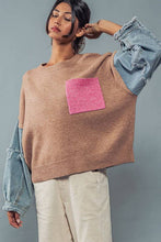 Load image into Gallery viewer, Denim Sleeve Color Blocked Sweater : IVORY / S/M-3:M/L-3
