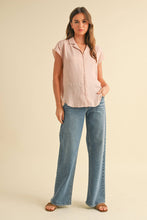 Load image into Gallery viewer, MIOU MUSE - MMT1194   BUTTON DOWN CAP SLEEVE SHIRTS
