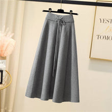 Load image into Gallery viewer, Solid Color High Waist A-Line Pleated Long Knitted Skirt
