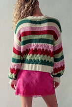 Load image into Gallery viewer, Urban Daizy - Chunky Holiday Stripe Sweater – Bold Multicolor Knit
