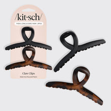 Load image into Gallery viewer, KITSCH - Recycled Plastic Large Loop Claw Clips 2pc - Black &amp; Tort

