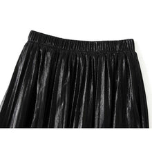 Load image into Gallery viewer, UZ Wholesale Store - Metallic Pleated A-Line Skirt with Elastic Waist in Solid Color
