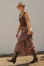 Load image into Gallery viewer, Urban Daizy - Plaid Tiered Ruffle Cotton Maxi Skirt
