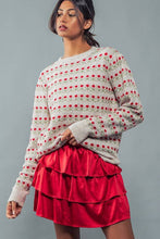 Load image into Gallery viewer, ROSE PRINT PULLOVER RIB KNIT SWEATER : WHITE RED / S/M-3:M/L-3
