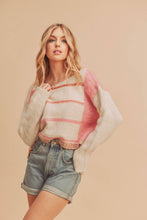 Load image into Gallery viewer, Mona Knit Stripe Pullover Sweater: White/Pink / M / Knit
