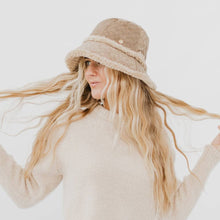 Load image into Gallery viewer, Slope Style Quilted Fur Trim Bucket Hat: Cream
