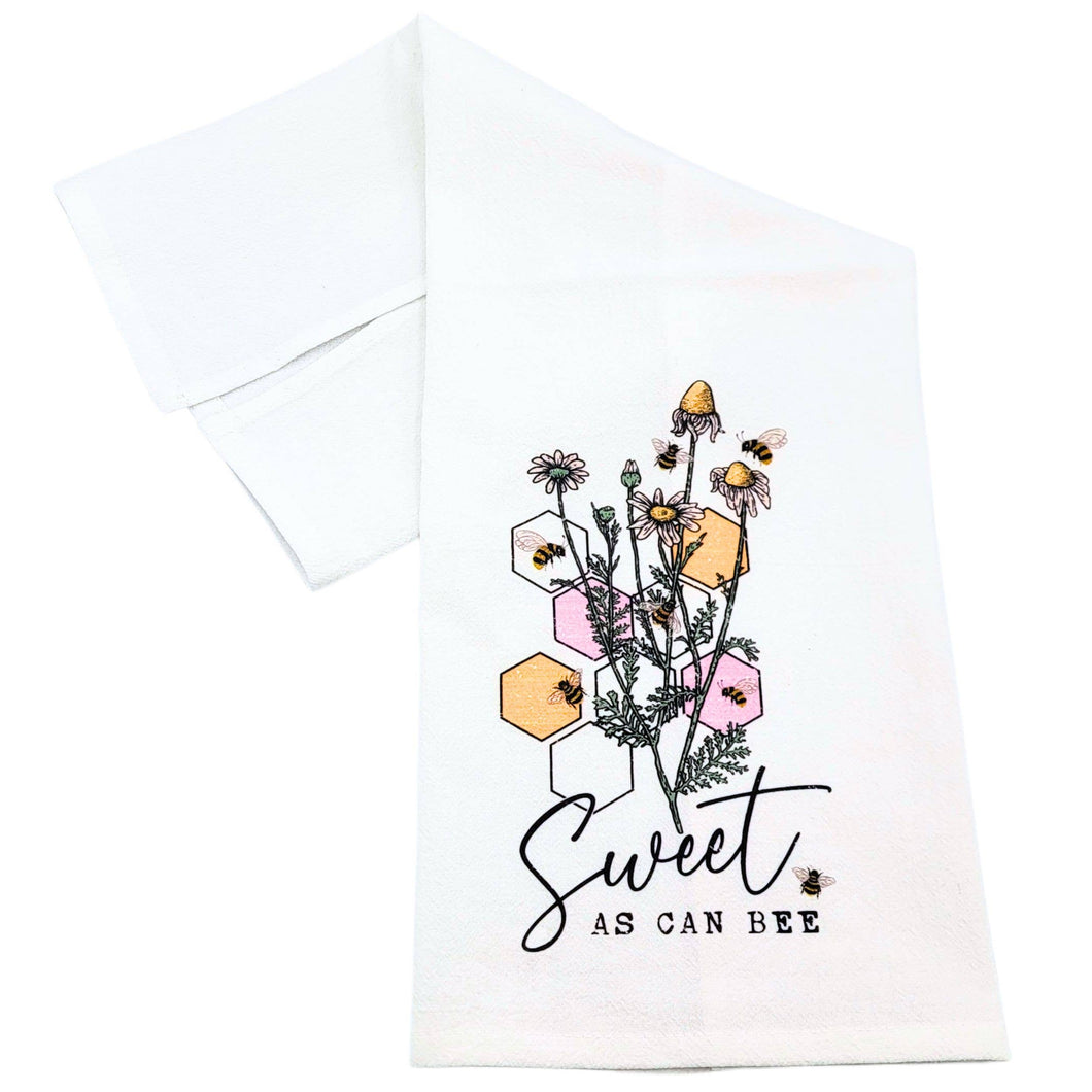 Driftless Studios - Sweet As Can Bee Hexagons Tea Towels Spring Bee Decorations