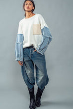 Load image into Gallery viewer, Denim Sleeve Color Blocked Sweater : IVORY / S/M-3:M/L-3
