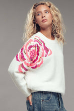Load image into Gallery viewer, Urban Daizy - Sequin Floral Fuzzy Knit Sweater
