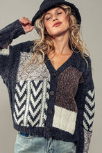 Load image into Gallery viewer, Urban Daizy - Patchwork Cable Knit V Neck Cardigan
