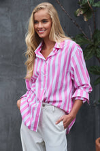 Load image into Gallery viewer, Urban Daizy - Oversized Stripe Button Down Collared Shirt
