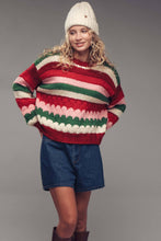 Load image into Gallery viewer, Urban Daizy - Chunky Holiday Stripe Sweater – Bold Multicolor Knit
