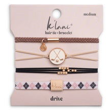 Load image into Gallery viewer, K'lani hair tie bracelets - "Drive" Black &amp; Cream Hair Tie Bracelets with Removable Ball Marker
