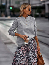 Load image into Gallery viewer, SZ1-TP8322 Quarter Button Sweatshirt: Grey / M
