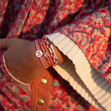 Load image into Gallery viewer, K'lani hair tie bracelets - "Joy" Red &amp; Green Holiday Hair Tie Bracelets
