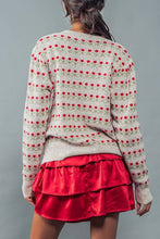 Load image into Gallery viewer, ROSE PRINT PULLOVER RIB KNIT SWEATER : WHITE RED / S/M-3:M/L-3
