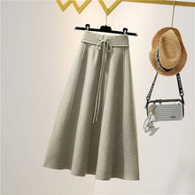 Load image into Gallery viewer, Solid Color High Waist A-Line Pleated Long Knitted Skirt
