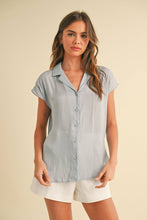 Load image into Gallery viewer, MIOU MUSE - MMT1194   BUTTON DOWN CAP SLEEVE SHIRTS
