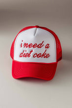 Load image into Gallery viewer, Urban Daizy - "I Need a Diet Coke" Embroidered Script Trucker Hat

