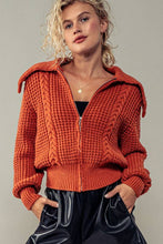 Load image into Gallery viewer, Nautical Knit Zip Up Jacket: RUST / S-2/M-2/L-2
