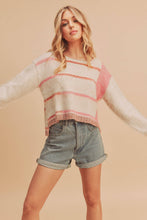 Load image into Gallery viewer, Mona Knit Stripe Pullover Sweater: White/Pink / S / Knit
