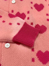 Load image into Gallery viewer, EmberLoom - Valentine Day Heart Crochet Color Block Cardigan

