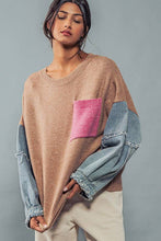 Load image into Gallery viewer, Denim Sleeve Color Blocked Sweater : IVORY / S/M-3:M/L-3
