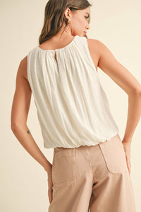 MIOU MUSE - T4577   LINEN KNITTED BUBBLE BOTTOM TOP