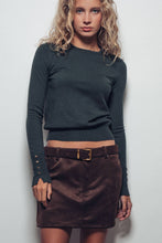 Load image into Gallery viewer, Urban Daizy - Polished Button Cuff Slim Knit Top
