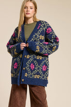 Load image into Gallery viewer, Mimosa - Retro Floral Print Fuzzy Knit Cardigan
